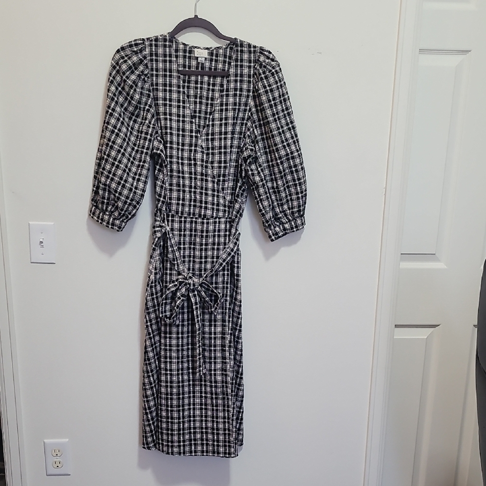 a new day Black and White Plaid 3/4 Sleeve Dress